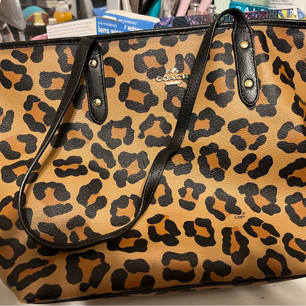 Coach leopard print tote